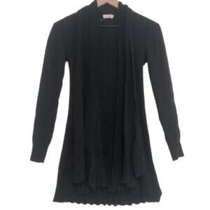 Catwalk Studio Knit Black Draped Open Front Long Sleeve Cardigan Sweater